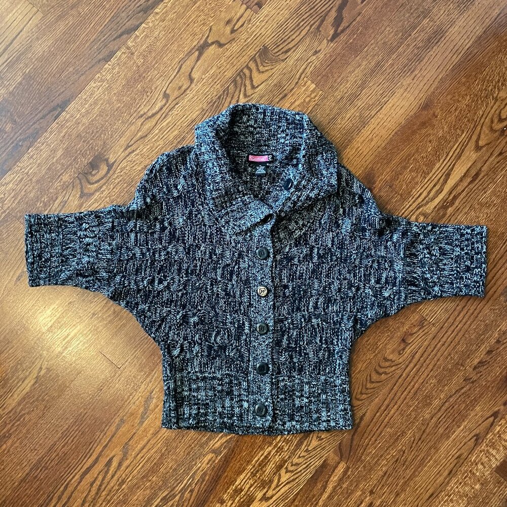 LAST CHANCE: Say What? Black and Gray Cardigan Sweater - Size XL